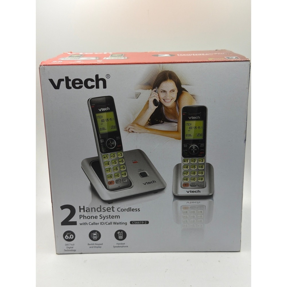 VTech CS66192 Dual Handsets Single Line Cordless Phone open box